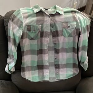 Long sleeve button down plaid shirt